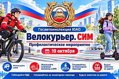 Безопасность на дорогах — ответственность каждого: Госавтоинспекция Южного административного округа города Москвы проведёт профилактическое мероприятие «Велокурьер. СИМ»